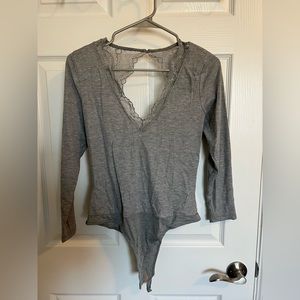 Long sleeve gray bodysuit